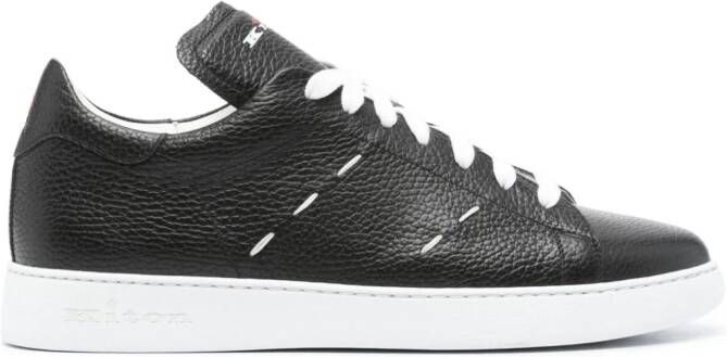 Kiton Leren sneakers met naad detail Zwart