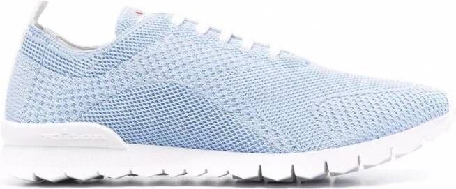 Kiton Low top sneakers heren Stof rubber leer 7.5 Blauw