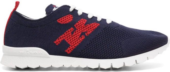 Kiton Mesh sneakers met logo jacquard Blauw