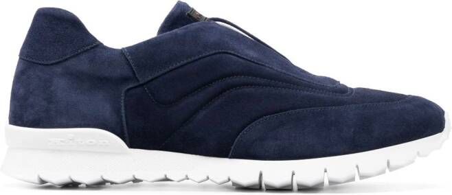 Kiton slip-on suede sneakers Blauw