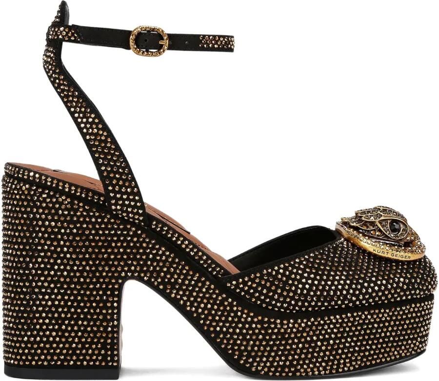 Kurt Geiger London 105 mm sandalen verfraaid met kristallen en plateauzool Goud