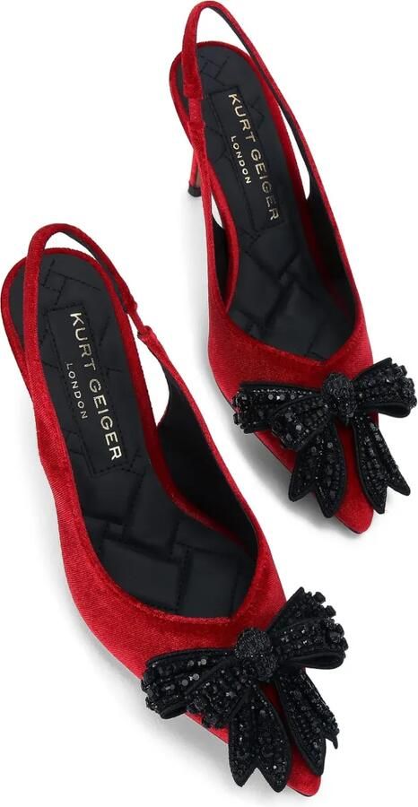 Kurt Geiger London 65 mm slingback ballerina's verfraaid met kristallen strik Rood - Foto 5