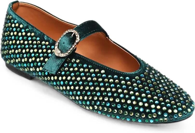 Kurt Geiger London Fluwelen ballerina's verfraaid met kristallen Groen - Foto 3