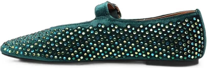 Kurt Geiger London Fluwelen ballerina's verfraaid met kristallen Groen - Foto 4