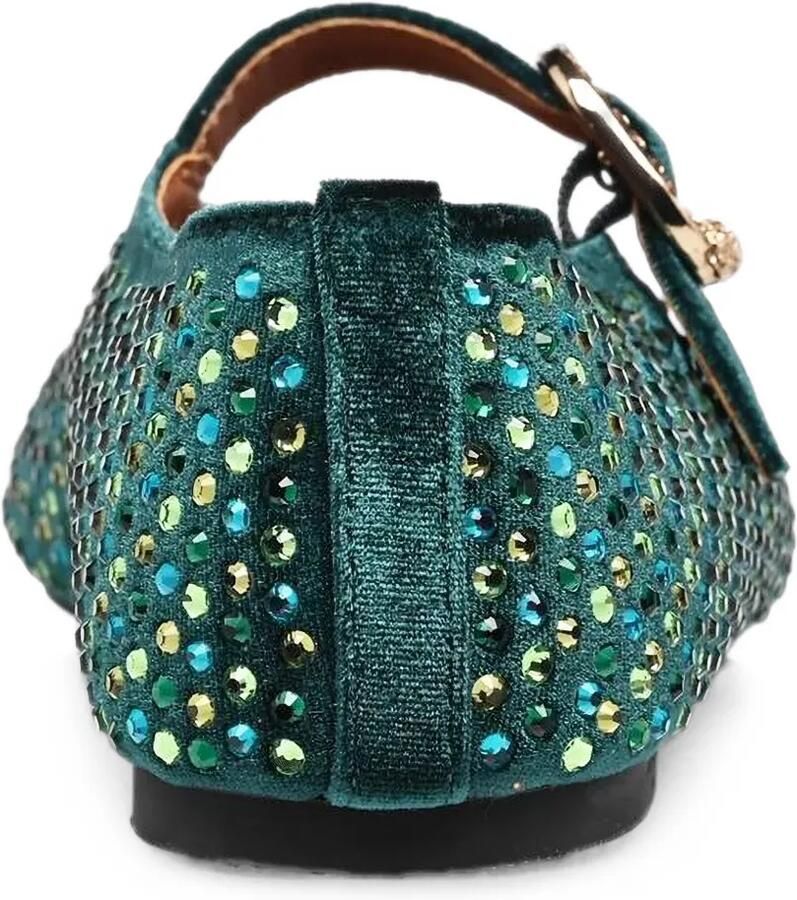 Kurt Geiger London Fluwelen ballerina's verfraaid met kristallen Groen - Foto 2
