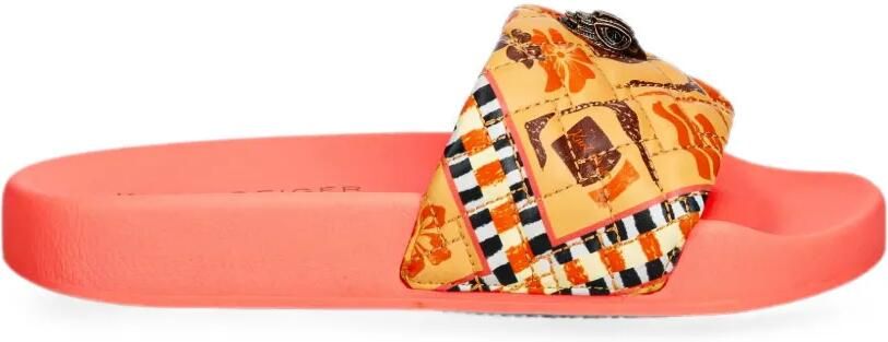 Kurt Geiger London Gewatteerde slippers met adelaar-plakkaat Beige