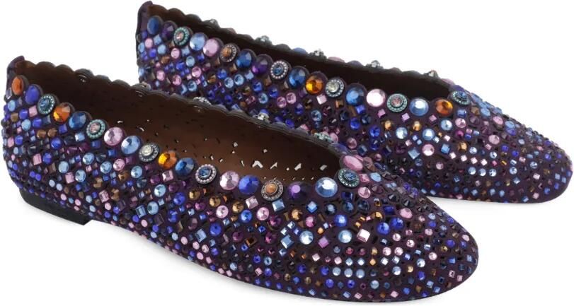 Kurt Geiger London Gewelfde ballerina's verfraaid met kristallen Paars
