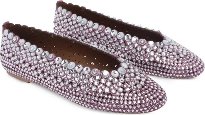 Kurt Geiger London Gewelfde ballerina's verfraaid met kristallen Paars - Foto 3