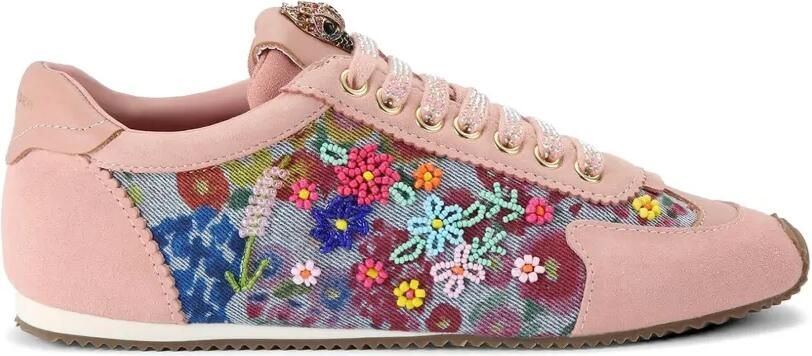 Kurt Geiger London Islington sneakers met bloemenprint en kralen Roze
