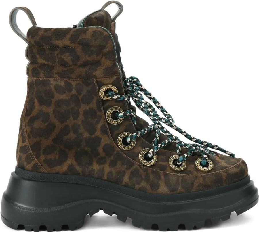 Kurt Geiger London Kensington laarzen verfraaid met kristallen en luipaardprint Bruin