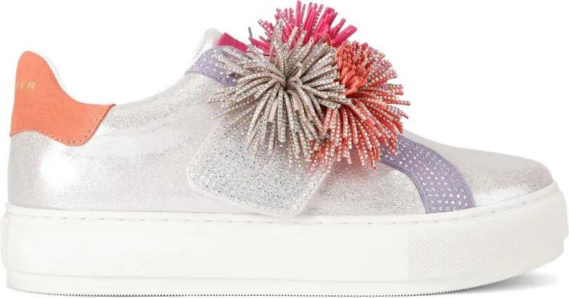 Kurt Geiger London Laney Pom leren sneakers Zilver