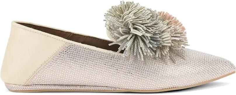 Kurt Geiger London Loafers met puntige neus en pompon Beige