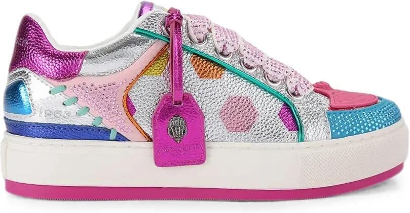Kurt Geiger London Metallic leren sneakers verfraaid met kristallen Zilver