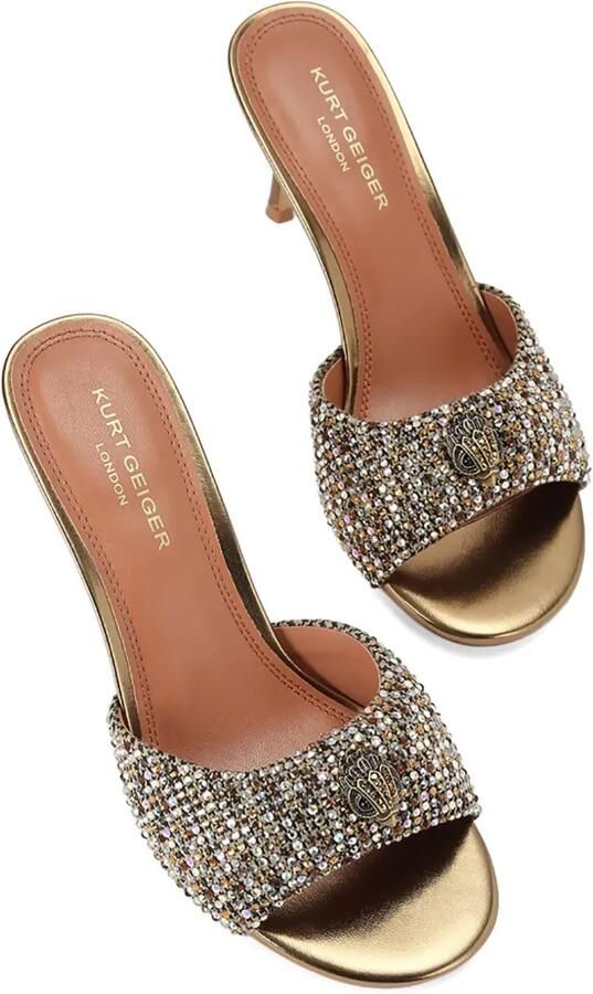 Kurt Geiger London Oxford muiltjes met pied-de-poule print en kristallen Goud - Foto 5