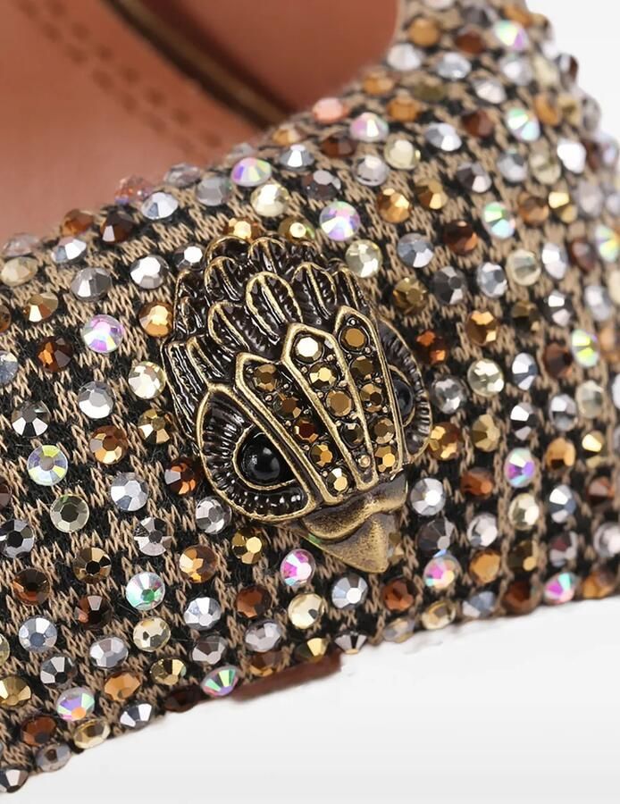 Kurt Geiger London Oxford muiltjes met pied-de-poule print en kristallen Goud - Foto 3