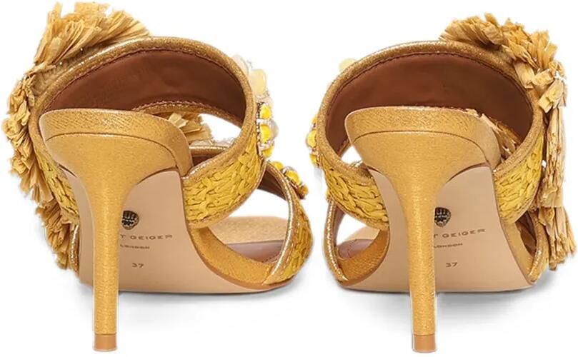 Kurt Geiger London raffia-fringe floral-embellished sandals Geel - Foto 3