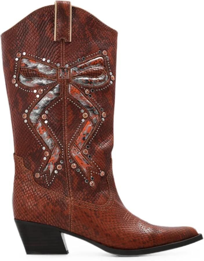 Kurt Geiger London Rodeo Bow laarzen met slangen-effect Bruin