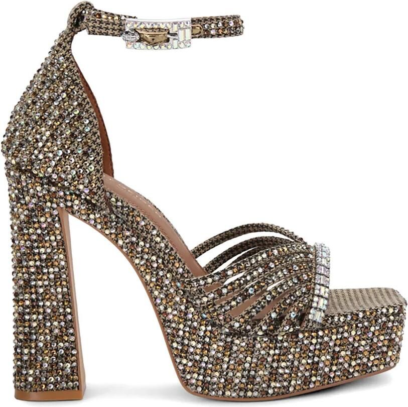 Kurt Geiger London Sandalen met kristallen bandje en plateauzool Beige