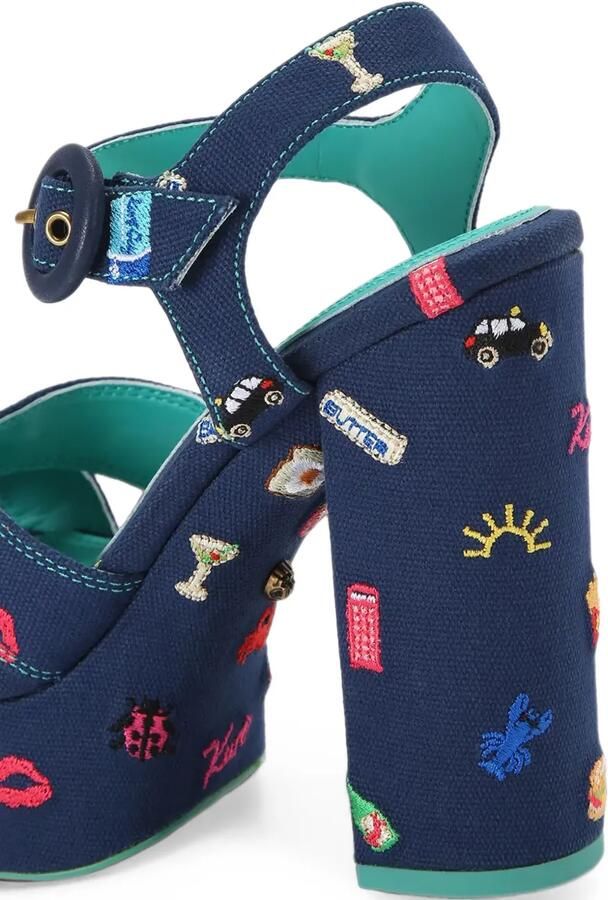 Kurt Geiger London Sandalen met plateauzool en borduurwerk Blauw - Foto 5