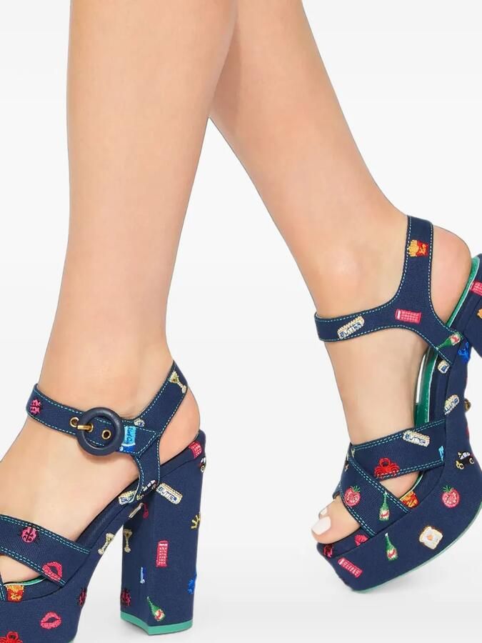 Kurt Geiger London Sandalen met plateauzool en borduurwerk Blauw - Foto 3