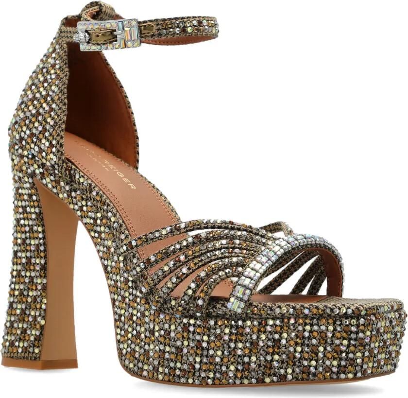 Kurt Geiger London Sandalen met plateauzool en kristallen bandje Bruin - Foto 3