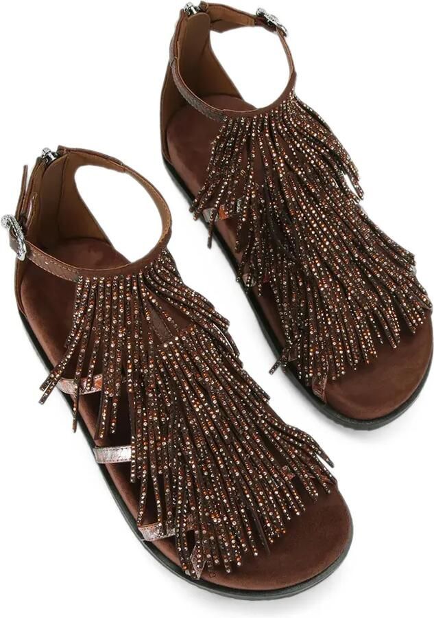 Kurt Geiger London Sandalen met slangen-effect en franje afwerking Bruin - Foto 5