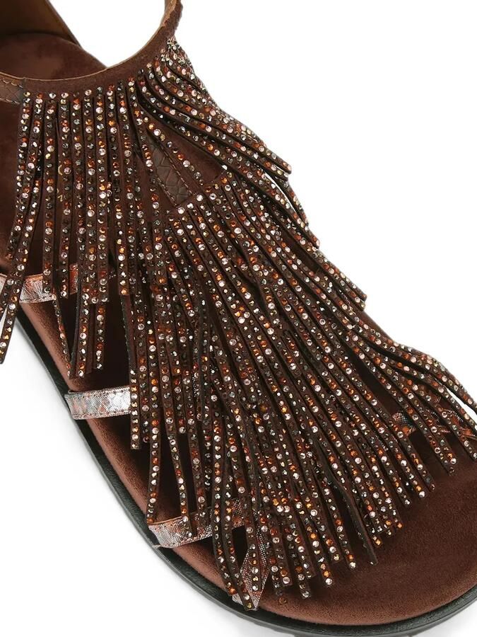 Kurt Geiger London Sandalen met slangen-effect en franje afwerking Bruin - Foto 3