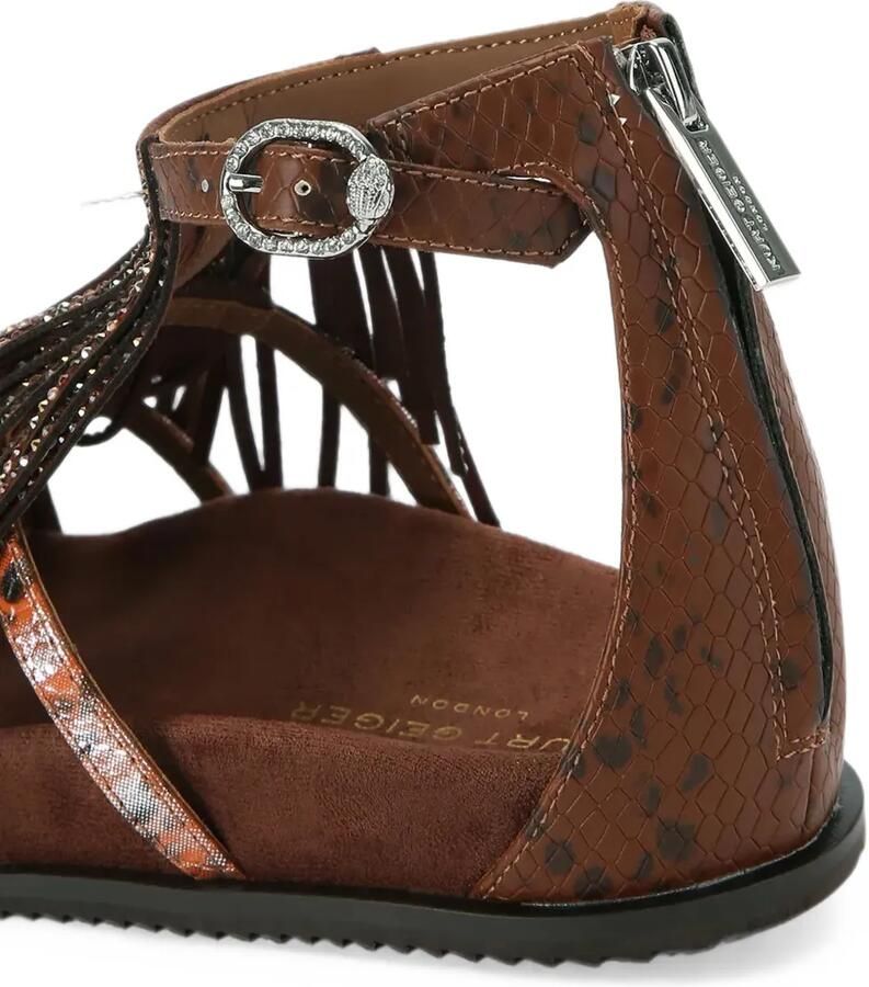 Kurt Geiger London Sandalen met slangen-effect en franje afwerking Bruin - Foto 2
