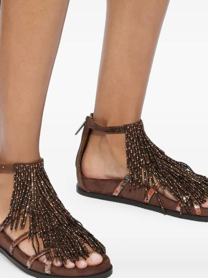 Kurt Geiger London Sandalen met slangen-effect en franje afwerking Bruin - Foto 4