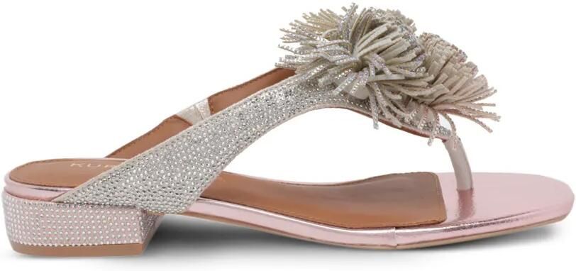Kurt Geiger London Sandalen met T-bandje en metalen pompon Zilver - Foto 4