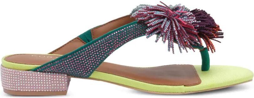 Kurt Geiger London Sandalen met T-bandje en pompon Groen