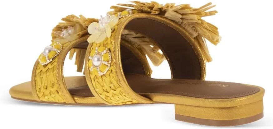 Kurt Geiger London Sandalen verfraaid met bloemen en raffia franje Beige