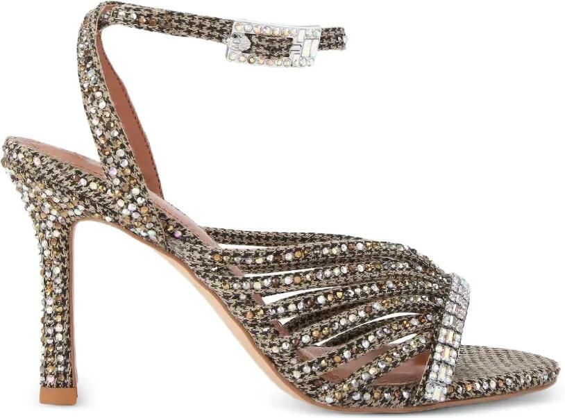Kurt Geiger London Sandalen verfraaid met kristallen en pied-de-poule print Bruin
