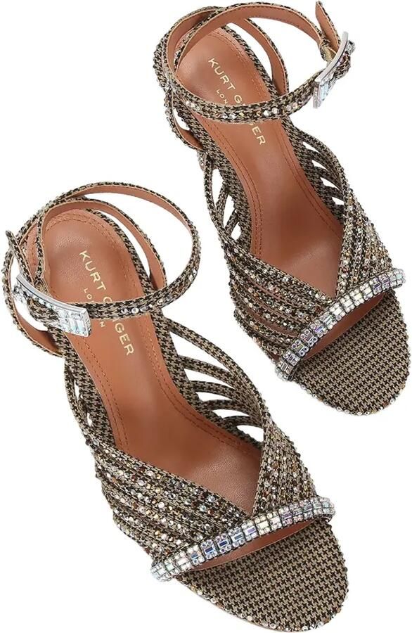 Kurt Geiger London Sandalen verfraaid met kristallen en pied-de-poule print Bruin - Foto 4