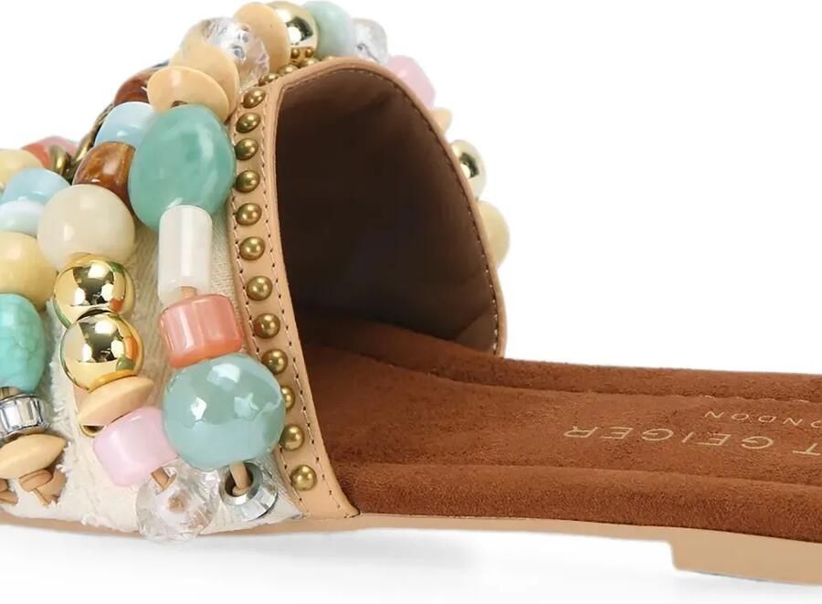 Kurt Geiger London Slippers verfraaid met kralen en Eagle-plakkaat Beige - Foto 4