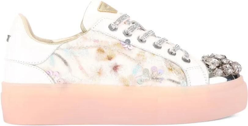 Kurt Geiger London Sneakers met kristallen neus en cupzool Wit