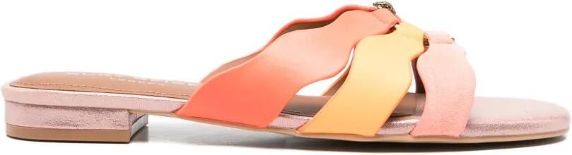 Kurt Geiger London Sun Wave platte sandalen met ring-detail Oranje