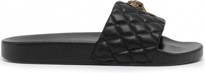 Kurt Geiger London Meena Eagle gewatteerde slippers Zwart