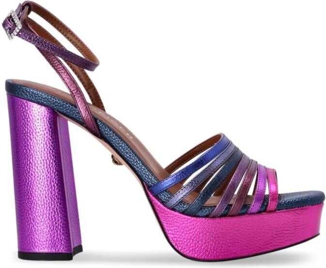 Kurt Geiger London Pierra metallic leren sandalen met plateauzool Roze