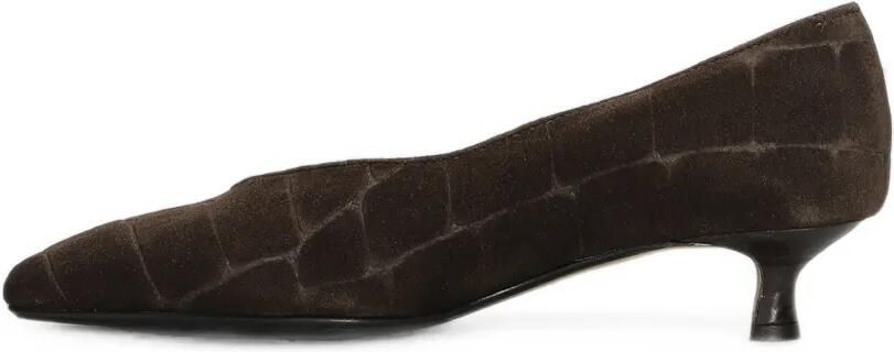 L Arianna Suède pumps met krokodillen-reliëf Bruin - Foto 4