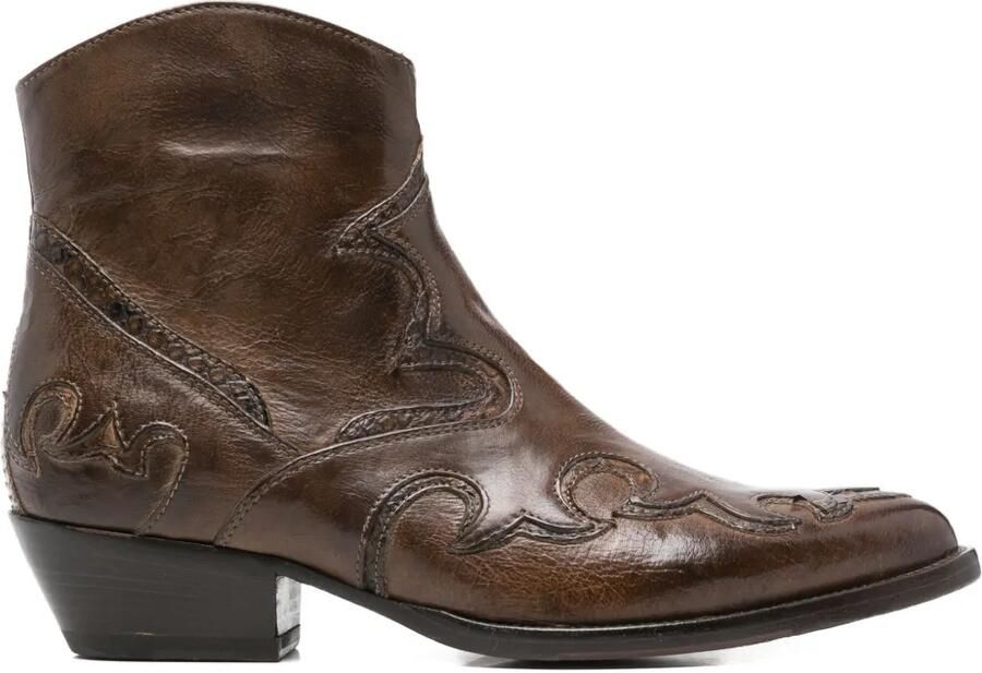 LA BOTTEGA DI LISA Laarzen met borduurwerk Bruin