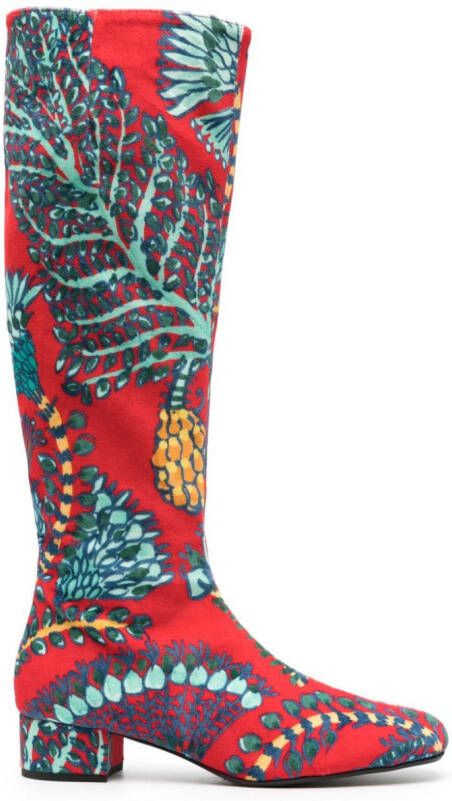 La DoubleJ Edie fluwelen laarzen Rood