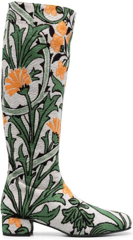 La DoubleJ Edie laarzen met bloemjacquard Beige