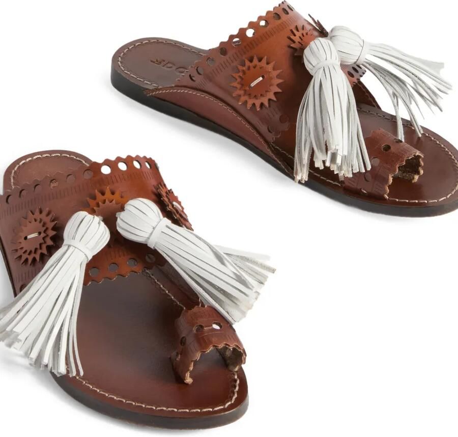 La DoubleJ Sandy slippers met kwastjes Bruin - Foto 2