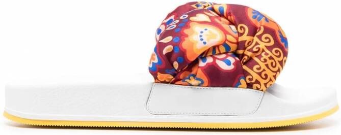 La DoubleJ Treccia slippers met borduurwerk Wit