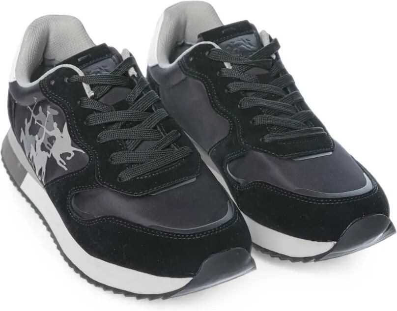 La Martina Sneakers met suède vlakken en logo-print Zwart - Foto 2