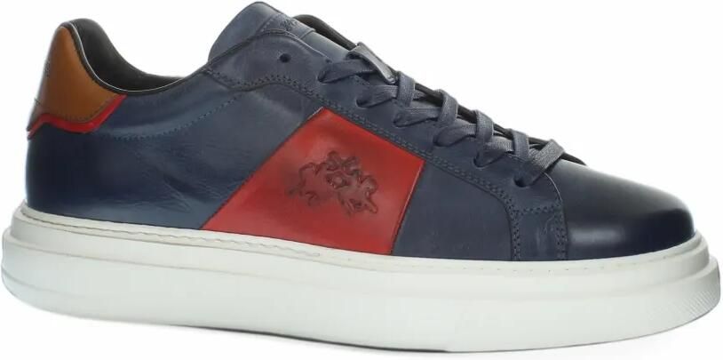 La Martina Todi leren sneakers met logo-reliëf Blauw