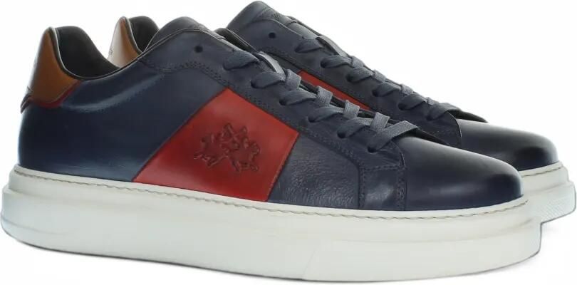 La Martina Todi leren sneakers met logo-reliëf Blauw - Foto 4