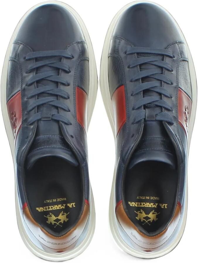 La Martina Todi leren sneakers met logo-reliëf Blauw - Foto 2