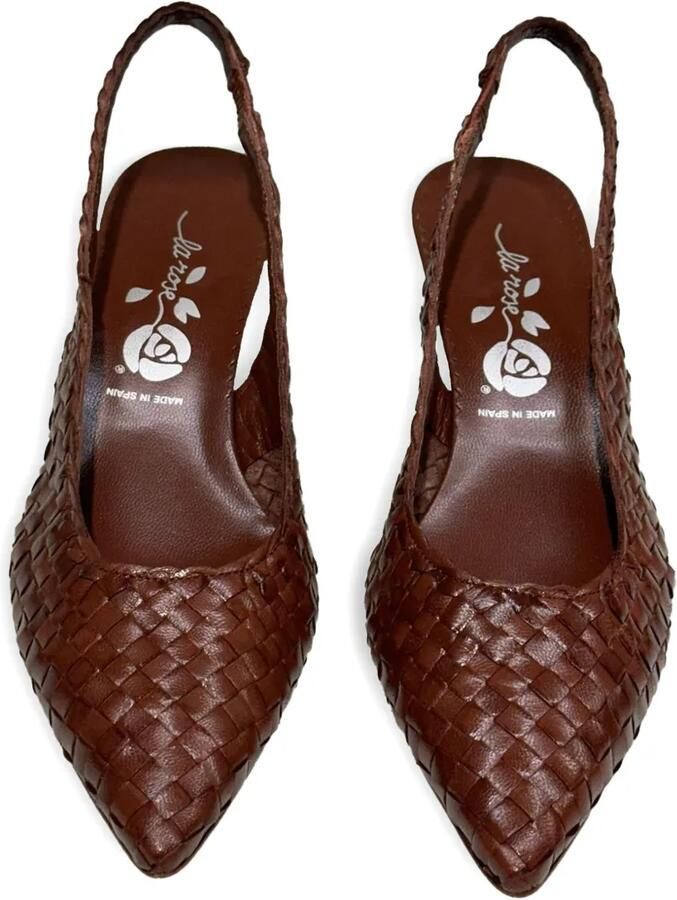 LA ROSE Carol geweven slingback pumps Bruin